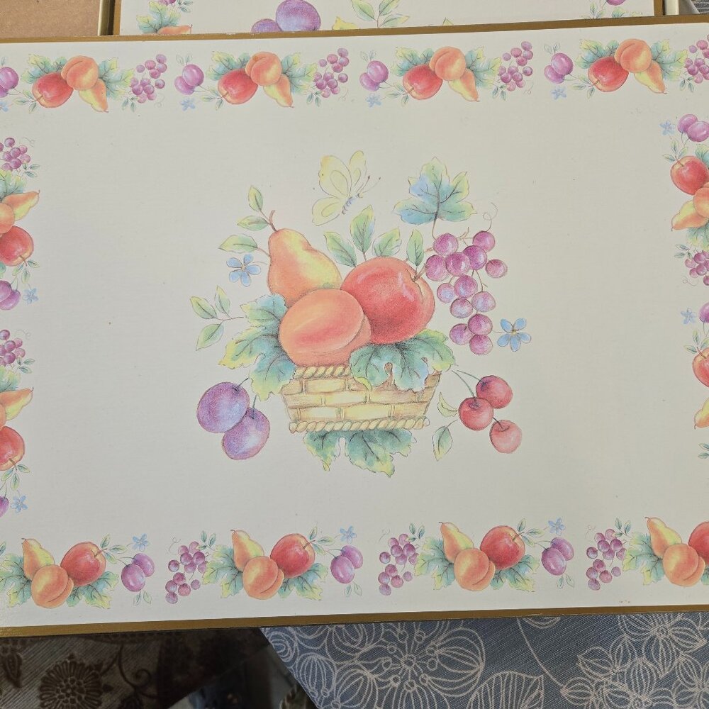 4 Corkboard Fruit Themed Place Mats